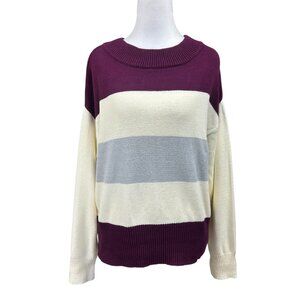 Lucky Brand Colorblock Knit Striped Relaxed Sweater Sz S